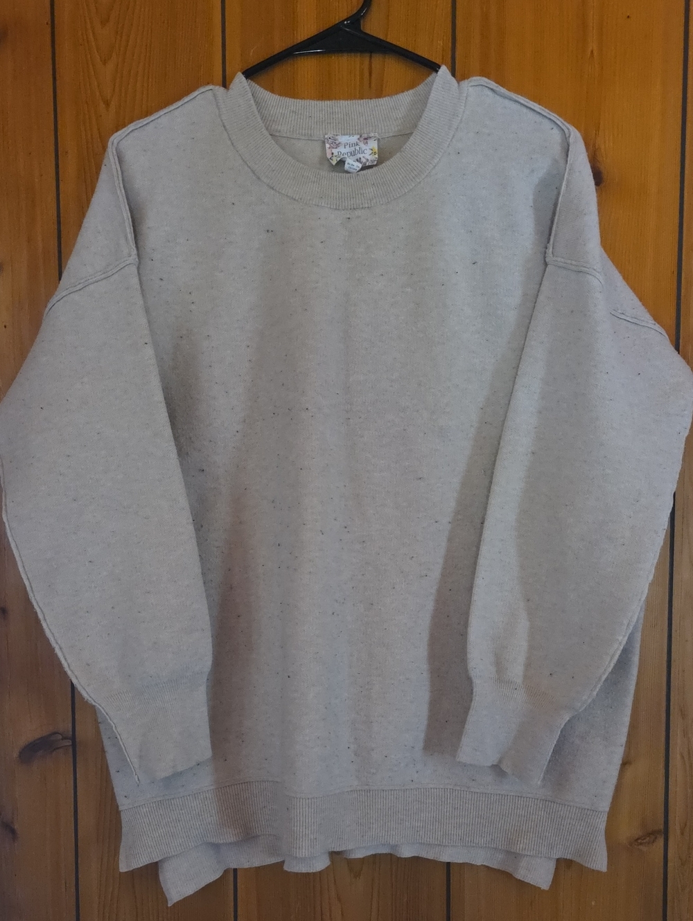 Pink Republic Neutral Heather Crewneck Sweatshirt - Light Beige Speckle